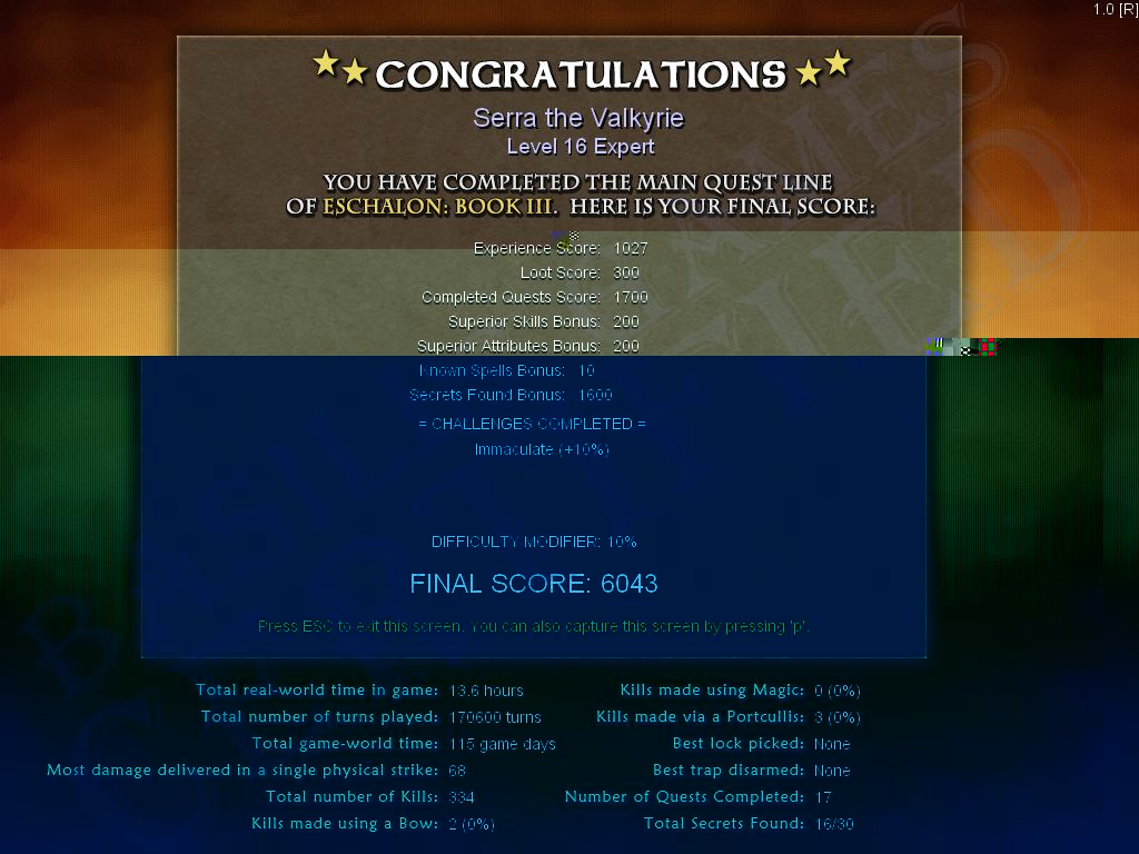 Ending Screen Level 16 Fighter